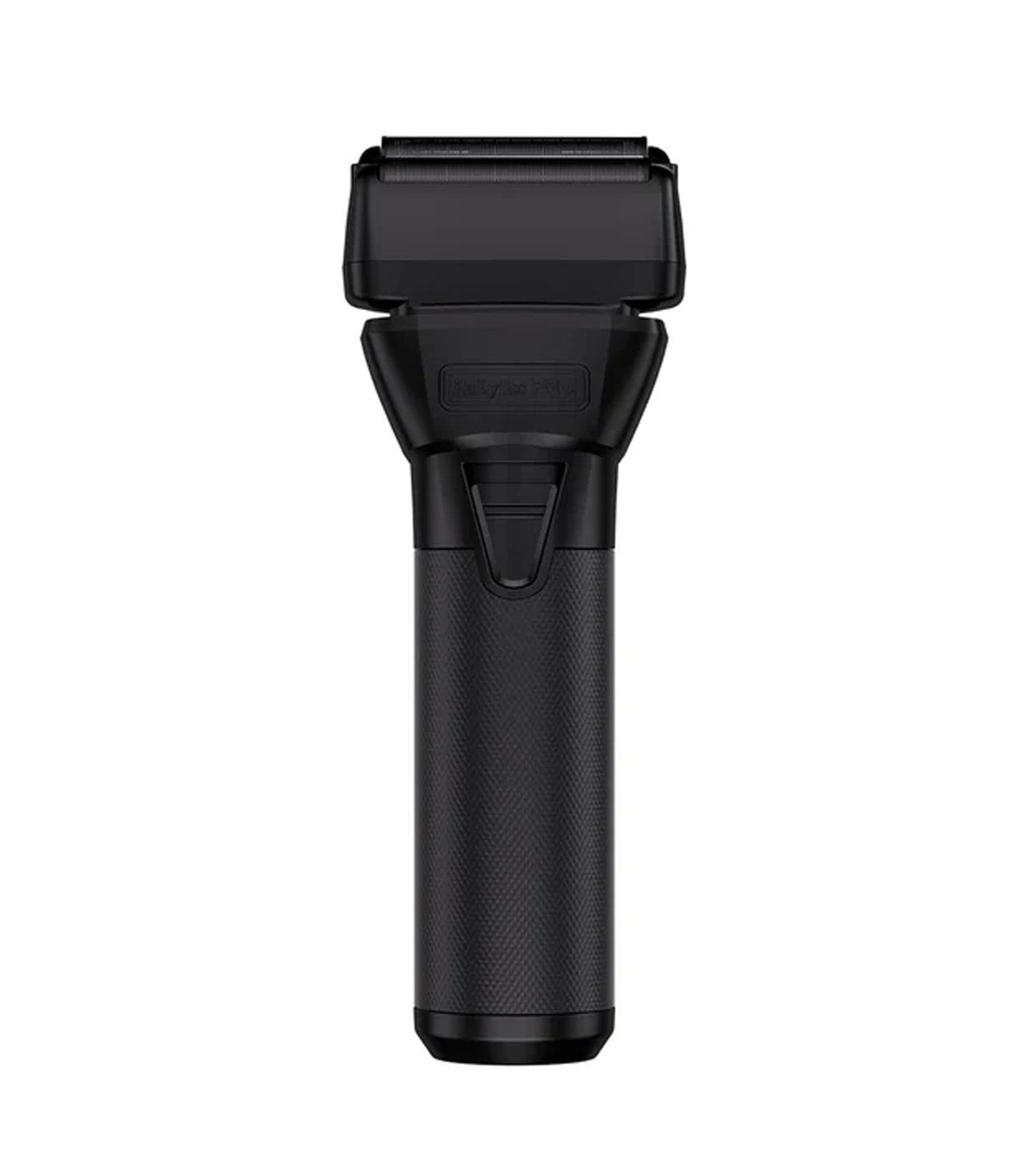Black handheld device on a white background