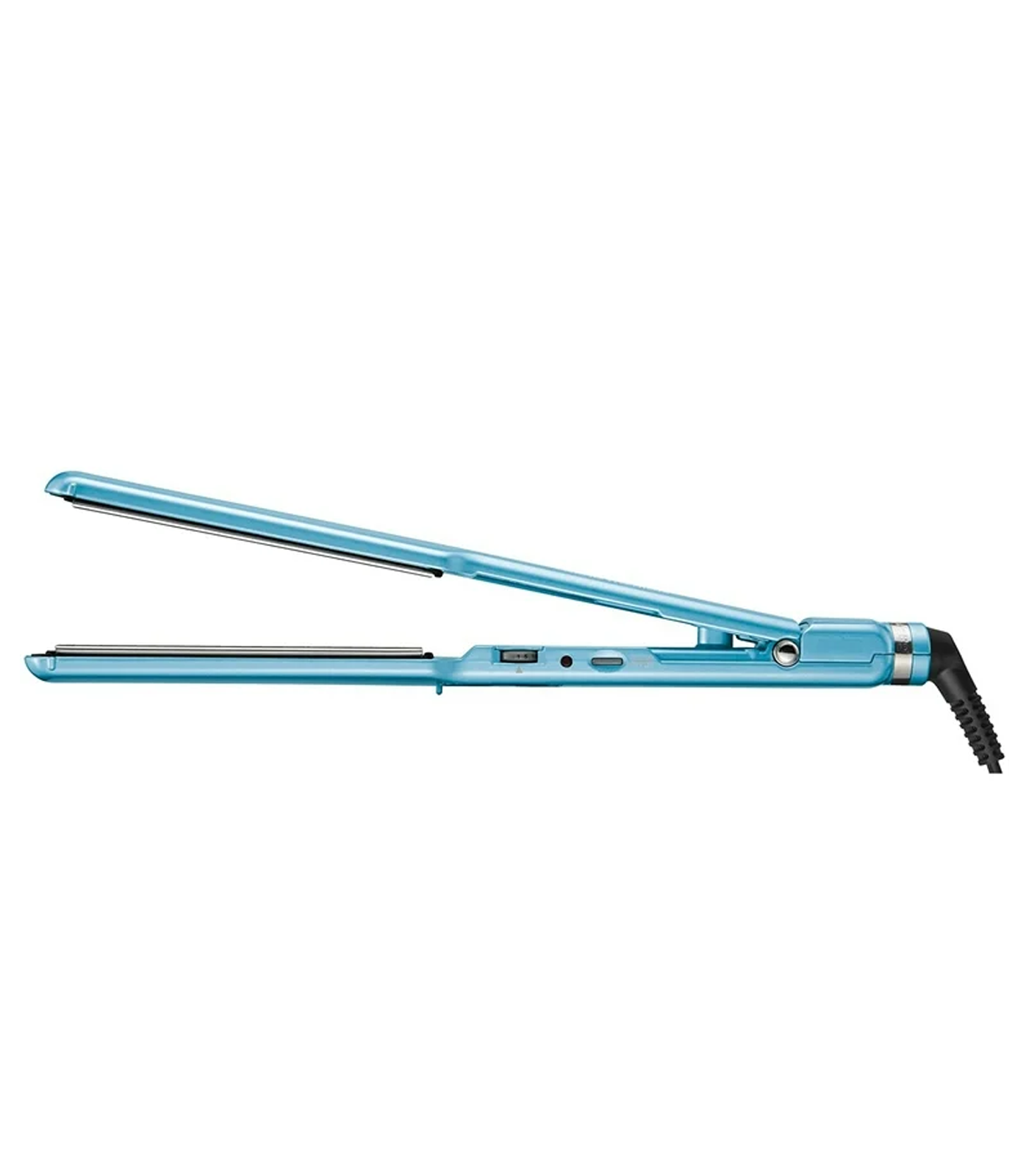 Blue hair straightener on a white background