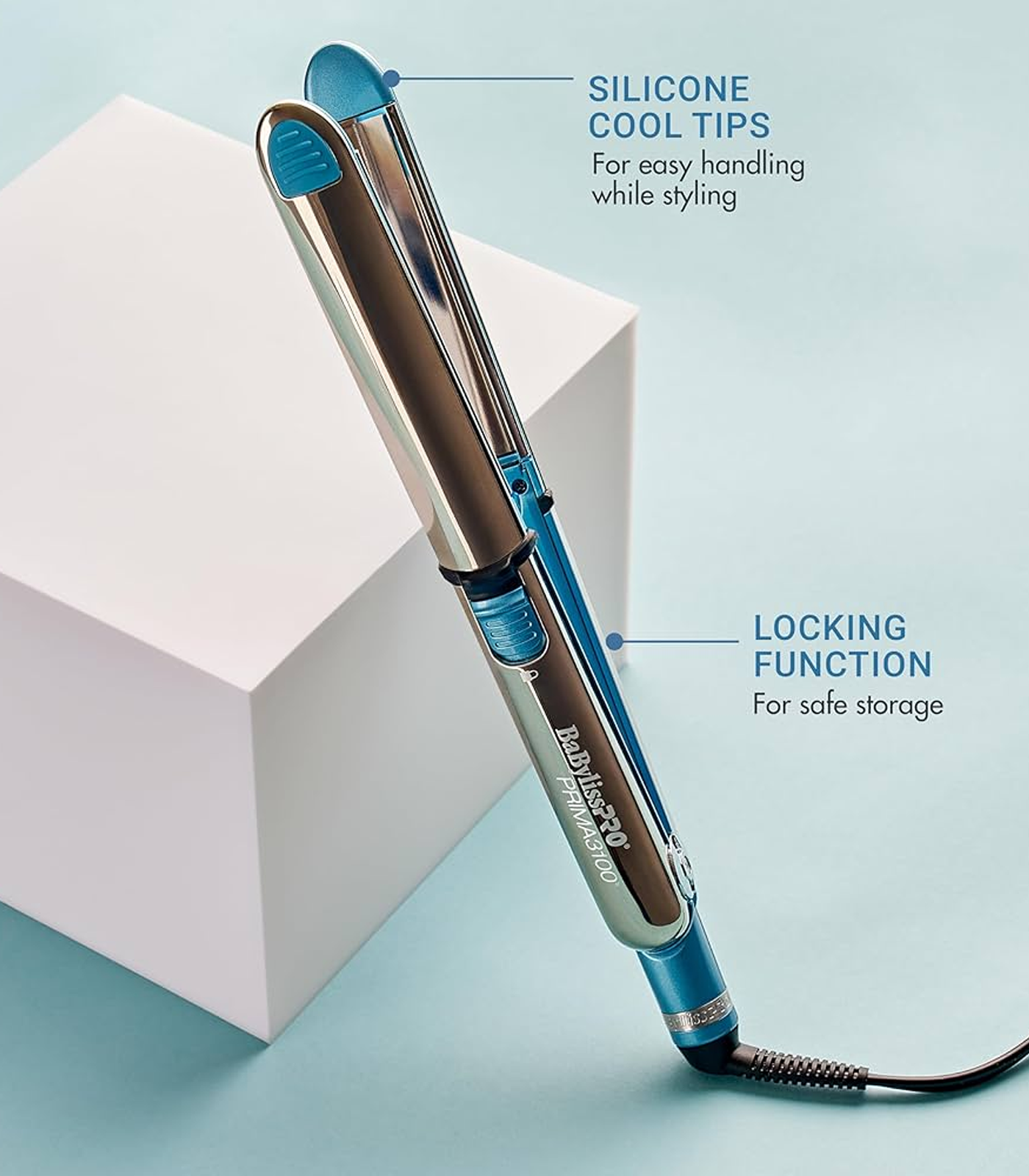 BaBylissPRO Nano Titanium Prima Ionic Hair Straightener – Professional Flat Iron & Curling Iron in One for Stylists, Pro Styling Hair Tool