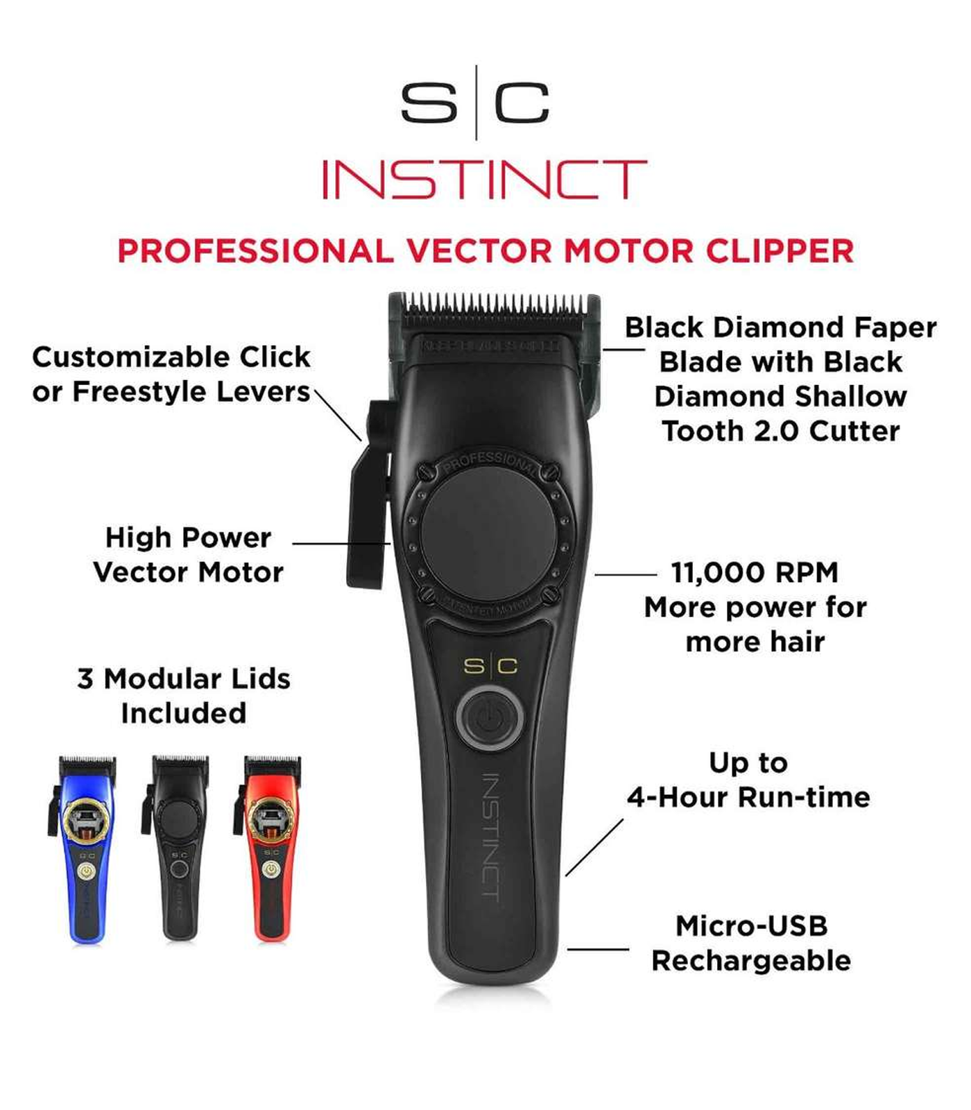 Black hair trimmer with brand logo on a white background