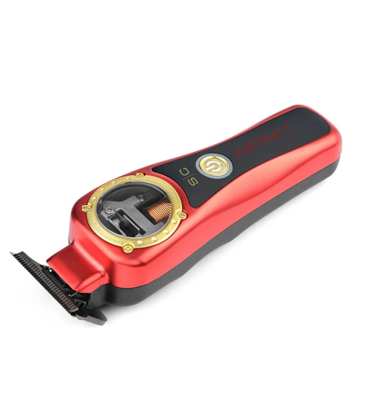 Pink hair trimmer with brand name on a white background