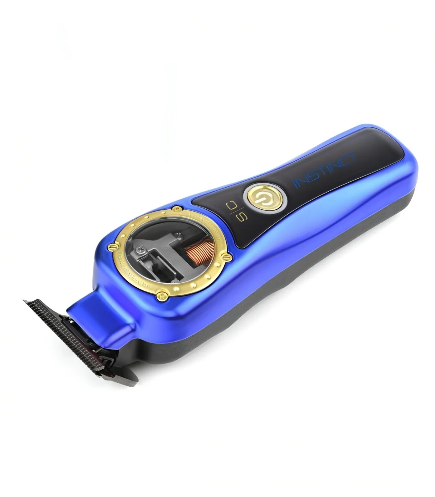 Hair trimmer with gold accents on a white background
