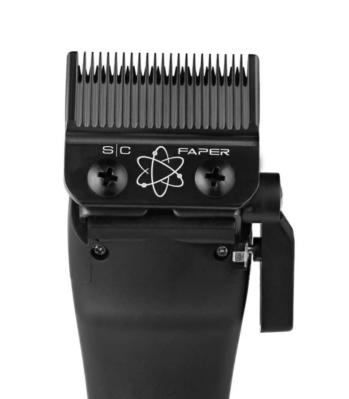 Black hair clipper with comb attachment on a white background