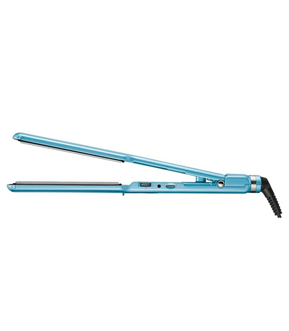Blue hair straightener on a white background