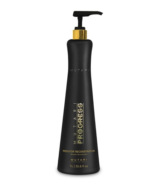 Mutari Black - Progress Reductor Reconstructor 1L | Brazilian Keratin Treatment | Progressive Brush Hair Straightening | Smoothing System | Volume Reducer | 100% Straight